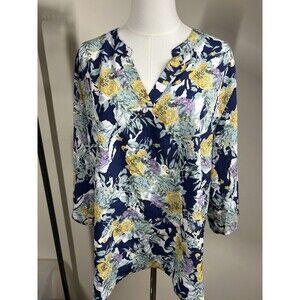 Luyaa Womens Blouse Size 2XL Multicolored with Bell Sleeves 080